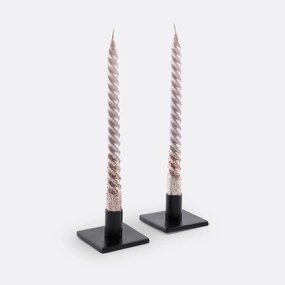 Set van 2 gedraaide kaarsen met glitters, Caspar