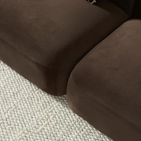 3-zits Bank Met Hocker Donkerbruin Velvet