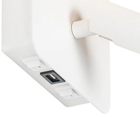 Wandlamp wit incl. LED met USB en leeslamp met schakelaar - Robin Modern Binnenverlichting Lamp
