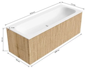 Mondiaz Kurve 120cm badmeubel oak met 1 lade en wastafel big large midden 2 kraangaten urban