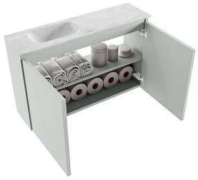 Mondiaz Ture DLux toiletmeubel 80cm greey met wastafel opalo links zonder kraangat