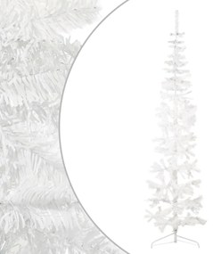 vidaXL Kunstkerstboom half met standaard smal 210 cm wit