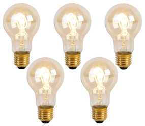 Set van 5 E27 LED lamp spiraal filament A60 goldline 2W 150 lm 2200K