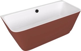 Polysan Skylla halfvrijstaand bad terracotta/wit mineraalmarmer 170x75cm