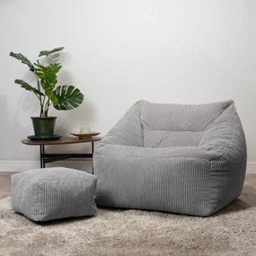 Morgan Cord Armchair Bean Bag + Footstool