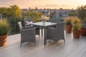 Tuinset 4 personen 85 cm Wicker Grijs Domani Furniture Miami/Venustas