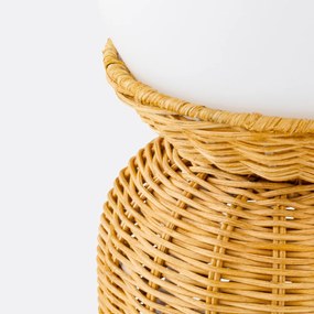 Lamp in rotan en opaline glas, Proviny