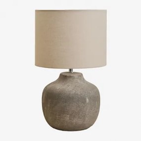 Uvalin 45cm Keramiek En Linnen Tafellamp Grijs - Sklum