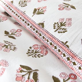 Dekbedovertrek in gewassen katoen, bloemenprint, VANDI ECRU