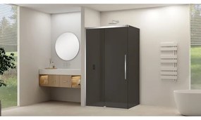 Van Rijn Products ST09 Schuifdeur tbv hoekcabine - 120x200cm - grijs rookglas - soft-close - Chroom ST09350120GRCH