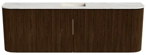 Mondiaz Joya DLux 125cm toiletmeubel ronding links/rechts walnut met wastafel faye midden zonder kraangat ostra