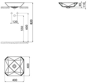 Sanigoods Kubus opbouw waskom 40x40cm glans wit