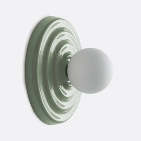 Wand- of plafondlamp, keramiek en opaline glas, diameter 24,5 cm, HOLI