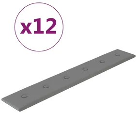 vidaXL Wandpanelen 12 st 1,62 m² 90x15 cm kunstleer grijs