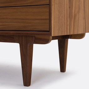 Vintage TV/hifi meubel, notenhout en rotan Dalqui