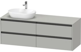 Duravit Ketho 2 wastafelonderbouwkast incl. consoleplaat met 4 laden voor waskom links 160x55x56.8cm met handgrepen antraciet betongrijs mat K24899L07070000