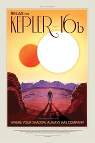 Ilustratie Kepler16b (Planet & Moon Poster) - Space Series (NASA), (26.7 x 40 cm)
