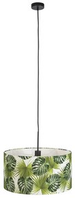 Stoffen Eettafel / Eetkamer Botanische hanglamp zwart met Leaf kap 50cm - Combi 1 Modern E27 rond Binnenverlichting Lamp
