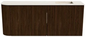 Mondiaz Joya DLux 100cm toiletmeubel ronding links walnut met wastafel faye rechts 1 kraangat meli