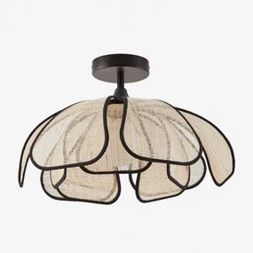 Plafondlamp Vidson Ø50 Cm & Linnen En Katoen Natuurlijk - Zwart - Sklum