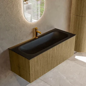Mondiaz Kurve 110cm badmeubel dusk met 1 lade en wastafel big medium midden 1 kraangat urban