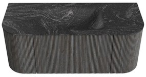 Mondiaz Kurve-dlux 110cm badmeubel ronding links/rechts shadow met 1 lade en 2 deuren en wastafel cloud midden zonder kraangat lava
