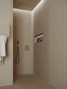 Saniclear Cube Pro inbouw regendouche rond met inbouw douchekop 30x30cm en staafhanddouche geborsteld messing - mat goud