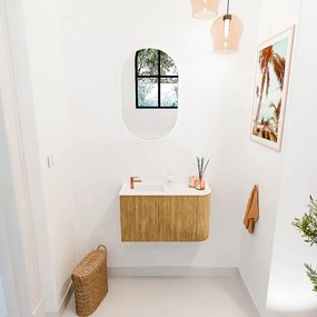Mondiaz Joya 70cm toiletmeubel ronding rechts oak met wastafel faye links 1 kraangat talc