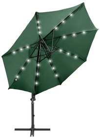 vidaXL Zweefparasol met paal en LED-verlichting 300 cm groen