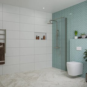 Fortifura Galeria inloopdouche - 30x200cm - ribbelglas - wandarm - Geborsteld Gunmetal PVD SW797945/SW797907