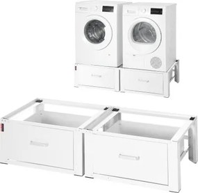 VEVOR Wasmachineonderstel, 290 mm hoog, Wasmachineverhoger met lade, Draagvermogen 150 kg, Antislipvoetjes, Stalen Wasdrogeronderstel, Sokkel, Universeel compatibel, Wit, 2-pack