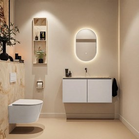 Mondiaz Ture DLux toiletmeubel 100cm linen met wastafel frappe midden zonder kraangat