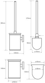 Sapho X-Round toiletborstelgarnituur klein chroom