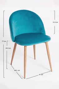 Set 4 Vint Fluwelen Stoelen