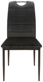 Stoel PAX zwart (stof Bluvel 19) - modern, gestoffeerd, fluweel, voor woonkamer, eetkamer, kantoor, met handgreep