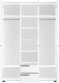 Kledingkast Vensale 106, Wit, 195x135x60cm, 135 kg, Kledingkast deuren: Met scharnieren