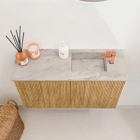 Mondiaz Joya DLux 70cm toiletmeubel oak met wastafel faye rechts 1 kraangat glace