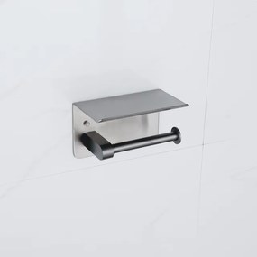 Fortifura Calvi - toiletrolhouder - met plateau - Geborsteld Gunmetal PVD SW1183052
