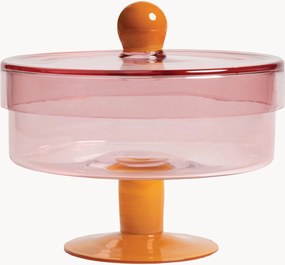 Handgemaakte opbergpot Duo van glas