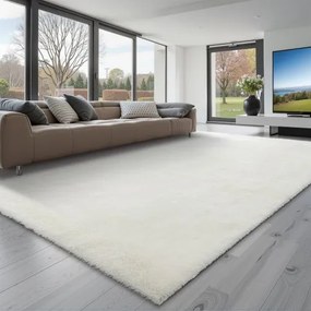 VEVOR Hoogpolig Vloerkleed 3048x2438 mm, pluizig woonkamer vloerkleed met drielaags materiaal, 35 mm poolhoogte, voor woonkamer, slaapkamer, loungehoek, pluisvrij en zacht, wit