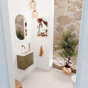 Mondiaz Joya DLux 50cm toiletmeubel ronding rechts dusk met wastafel faye links zonder kraangat meli