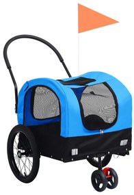 vidaXL Huisdierenfietskar 2-in-1 aanhanger loopwagen blauw en zwart