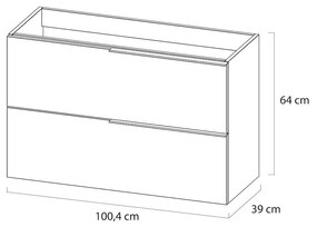 Tiger Pocket onderkast 100cm hoogglans wit met mat witte grepen