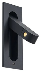 Moderne wandlamp zwart incl. LED en USB-C poort - Hilton