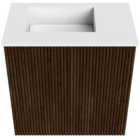 Mondiaz Joya 40cm toiletmeubel walnut met wastafel faye links zonder kraangat talc