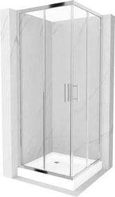 Mexen Rio vierkante douchecabine 70 x 70 cm, transparant, chroom + douchebak, wit - 860-070-070-01-00-4510