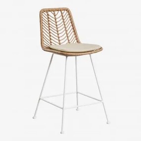 Set Van 2 Hoge Tuinkrukken In Gouda Natural Synthetisch Rotan Natuurlijk & Wit & ↑65 Cm & Beige – Crème - Sklum