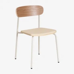 Pack Van 2 Stapelbare Eetkamerstoelen Van Ijzer En Hout Wilpier Tapioca Beige & Kunstleren Beige – Crème - Sklum