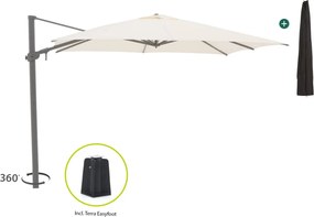 Parasol Shadowline Austin | Inclusief hoes | Vierkant | 300x300cm | Met draaihendel | Wit | Kees Smit Tuinmeubelen