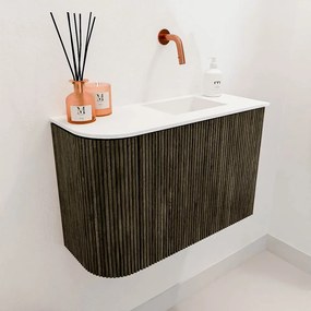 Mondiaz Joya 60cm toiletmeubel ronding links shadow met wastafel faye rechts zonder kraangat talc